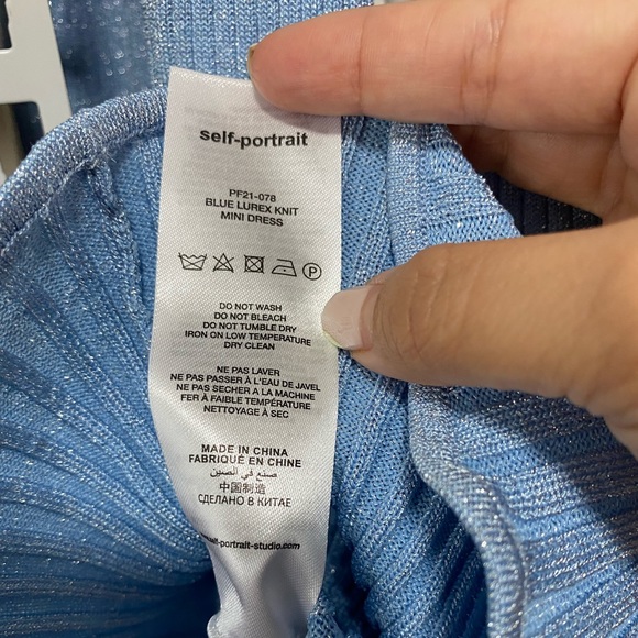 NWT Self-Portrait Bow Detail Lurex Knit Mini Dress L - Picture 6 of 6